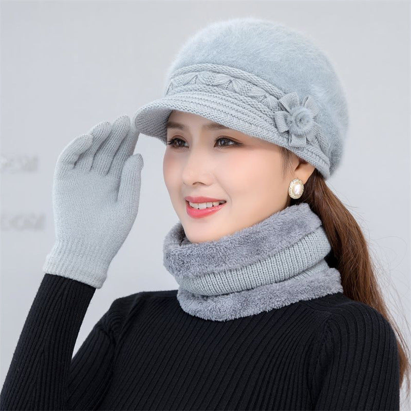 Bonnet femme en maille couvrant à porter seul ou en set – Gris