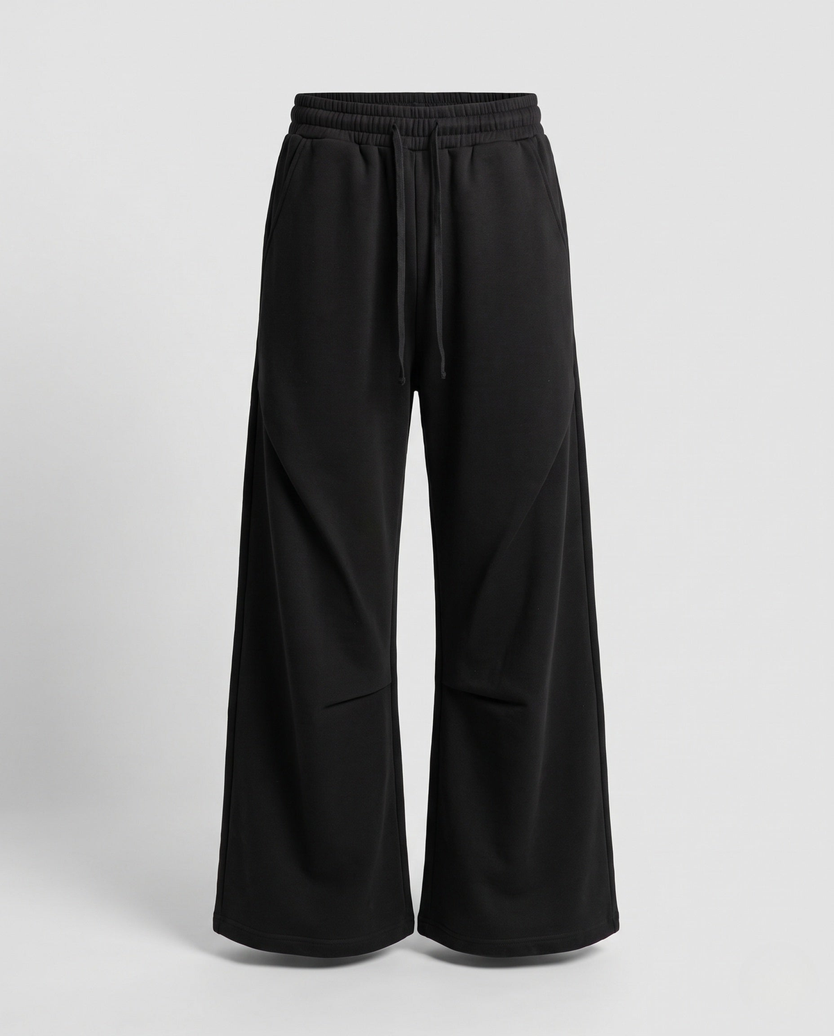 Jogging femme large taille haute à cordon de serrage – Noir