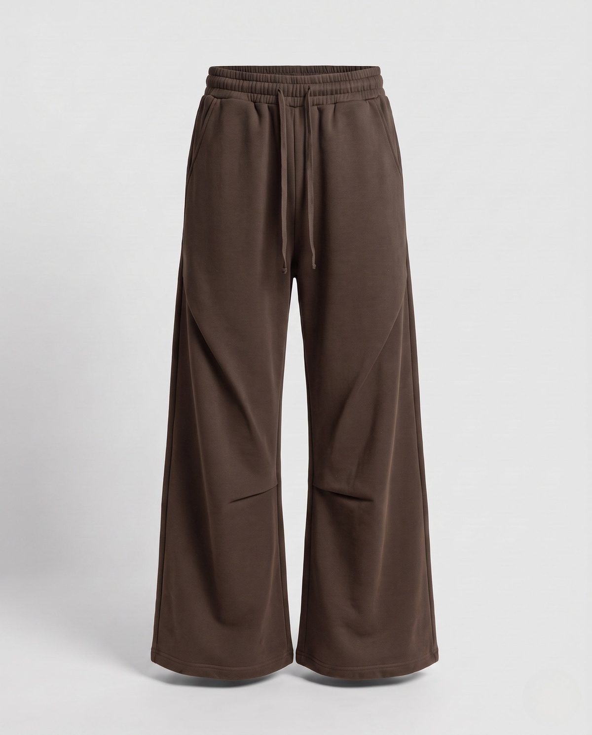 Jogging femme large taille haute à cordon de serrage – Marron