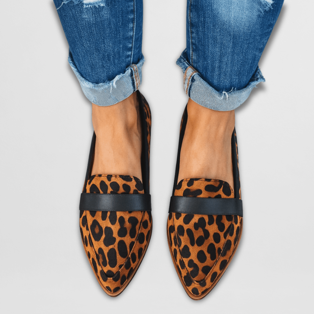 Mocassins femme chic à bout pointu, semelle rembourrée – Léopard