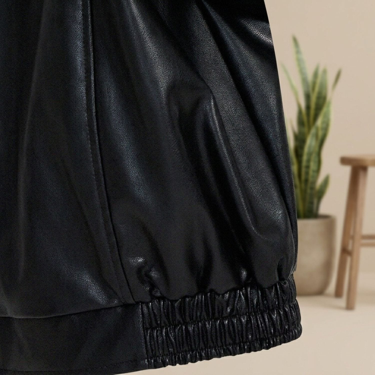 Bomber femme oversize en simili cuir avec doublure douce