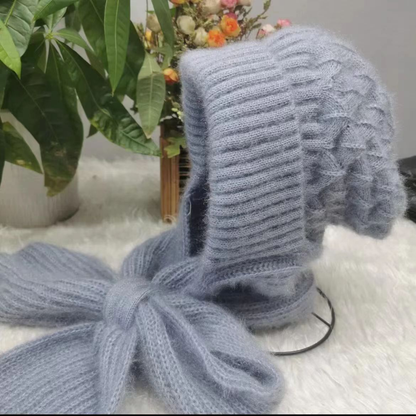 Bonnet femme à écharpe intégrée et doublure douce