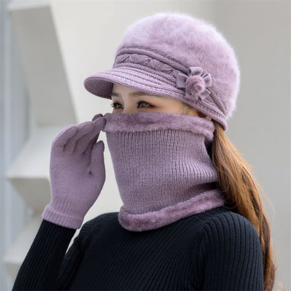Bonnet femme en maille couvrant à porter seul ou en set