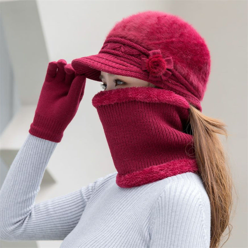 Bonnet femme en maille couvrant à porter seul ou en set – Bordeaux