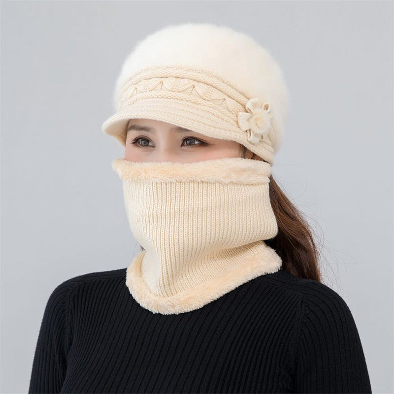 Bonnet femme en maille couvrant à porter seul ou en set – Beige