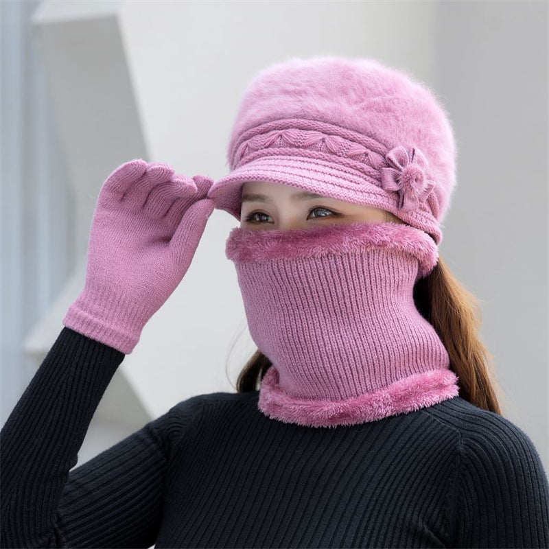 Bonnet femme en maille couvrant à porter seul ou en set – Vieux rose