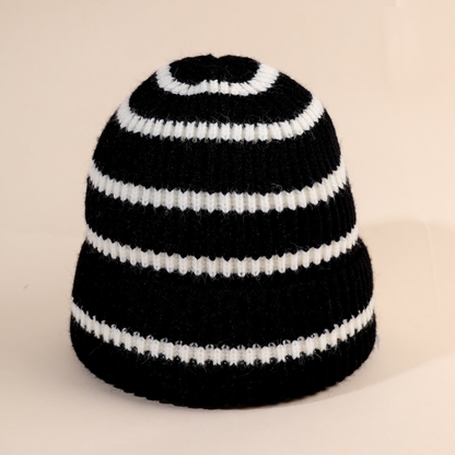Bonnet femme rayé style beanie à doublure douce