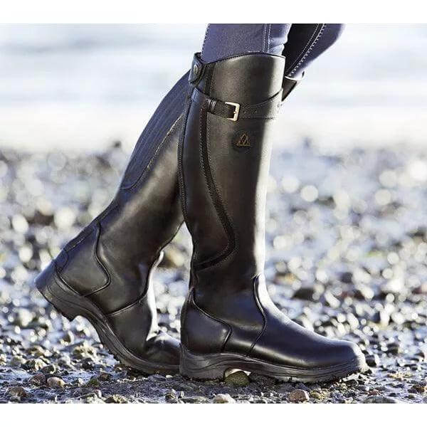 Bottes cavalières femme hautes à petit talon bloc – Noir
