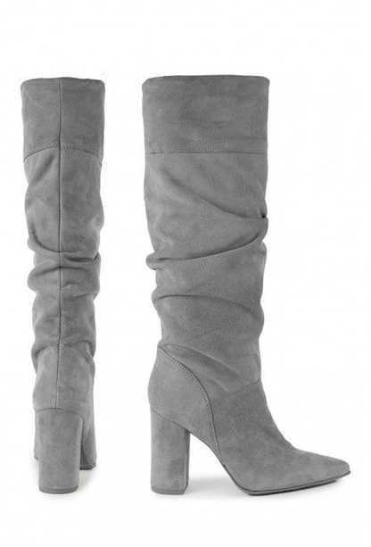Bottes hiver femme effet daim à talon bloc et tige froncée