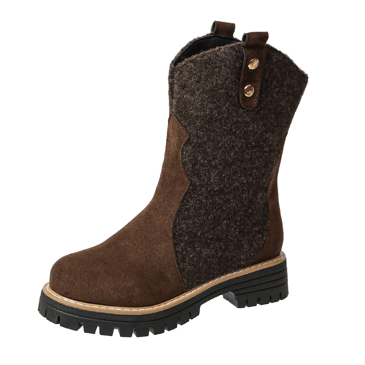 Bottes marron femme effet daim à doublure douce et zip – Marron