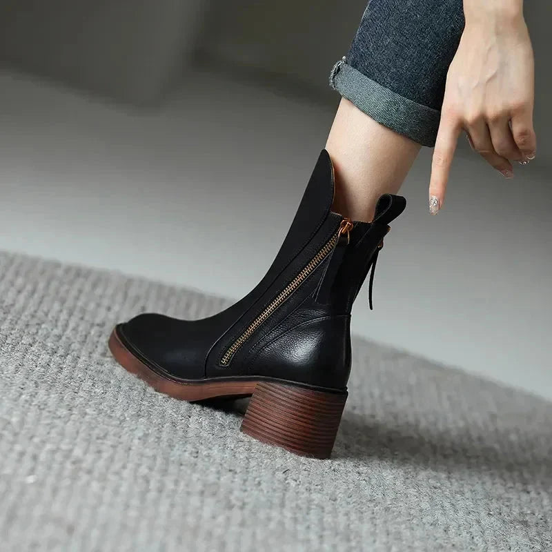 Bottines femme à plateforme, talon bloc et pampilles