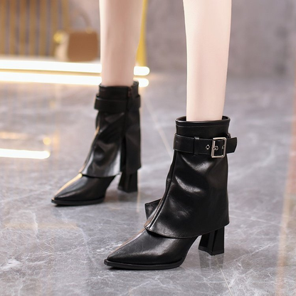 Bottines femme à talon bloc et bride à boucle réglable
