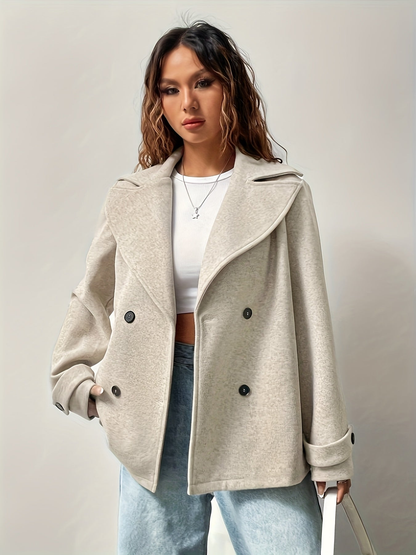 Caban femme oversize à double boutonnage et revers crantés
