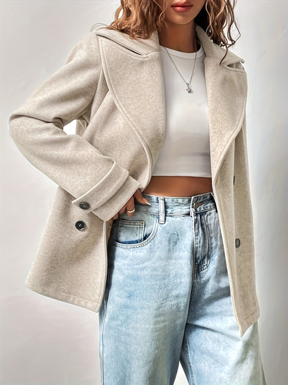 Caban femme oversize à double boutonnage et revers crantés