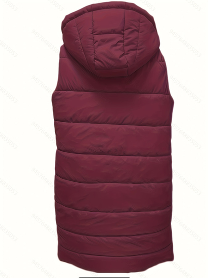 Doudoune sans manche femme longue matelassée à capuche