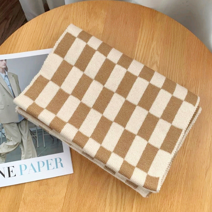 Écharpe femme à carreaux légère et facile à nouer – Kaki
