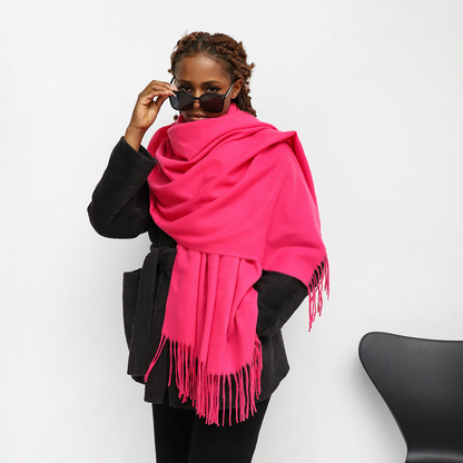 Écharpe femme unie grand format à porter en étole – Magenta