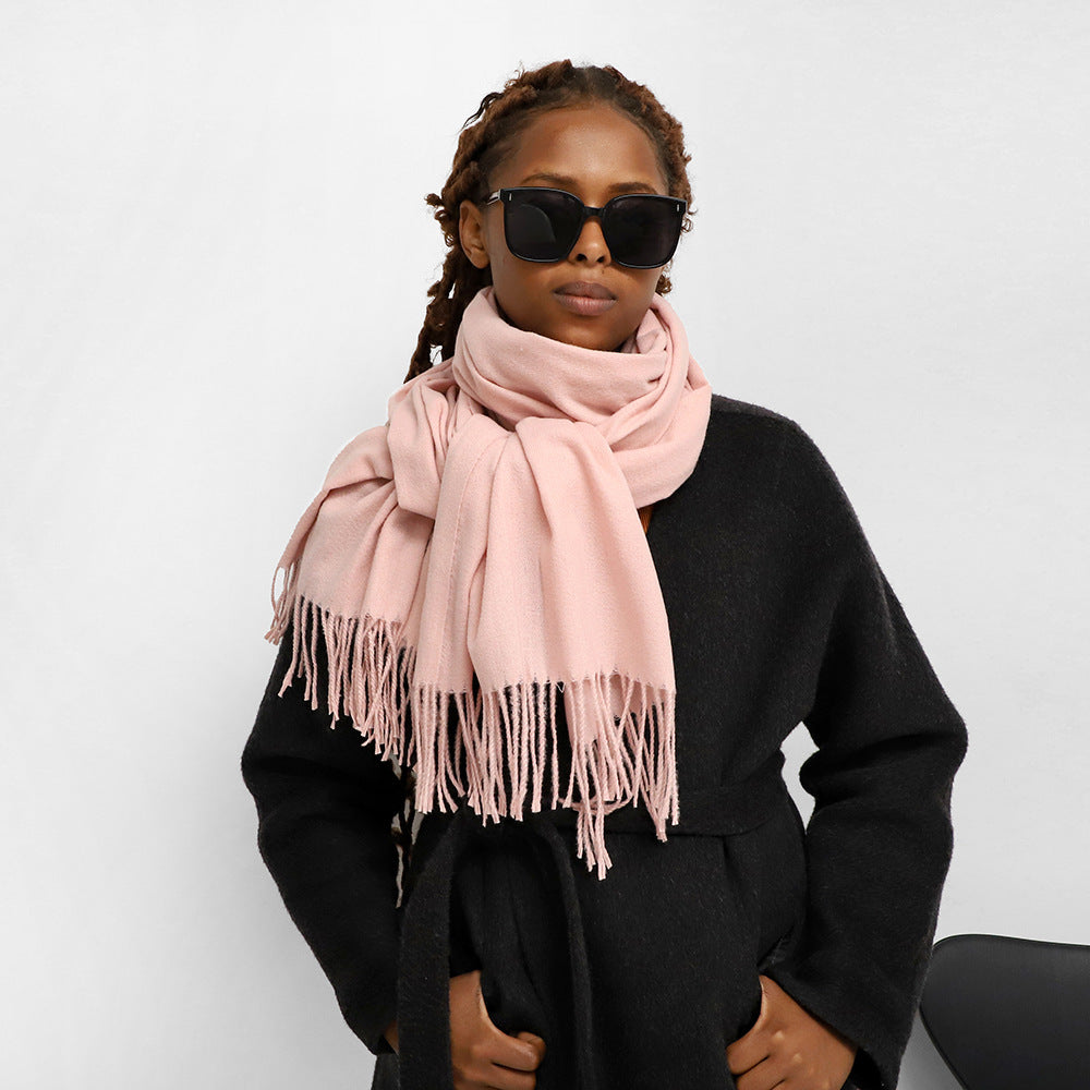 Écharpe femme unie grand format à porter en étole – Rose