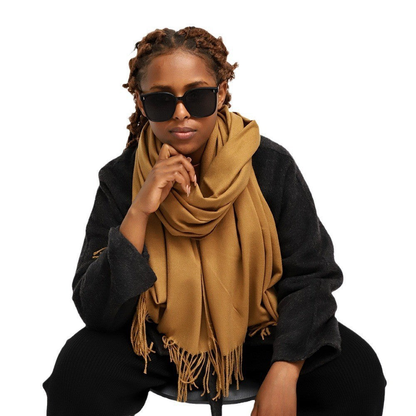 Écharpe femme unie grand format à porter en étole – Camel