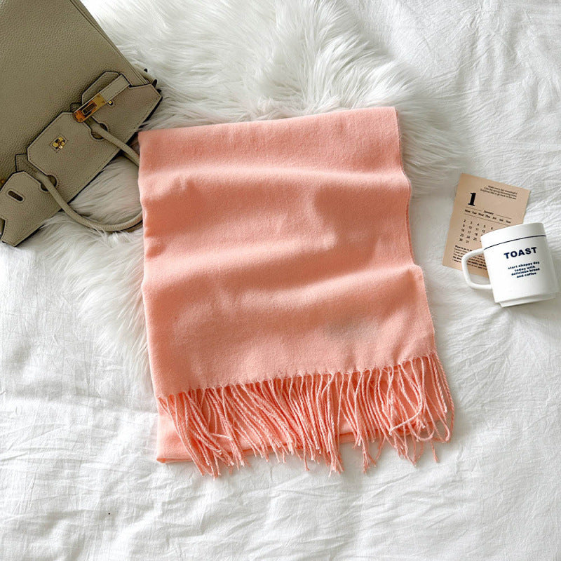 Écharpe femme unie grand format à porter en étole – Rose vif