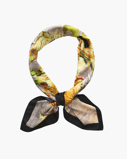 Foulard femme en twill effet soie à bords roulottés – Rose doré