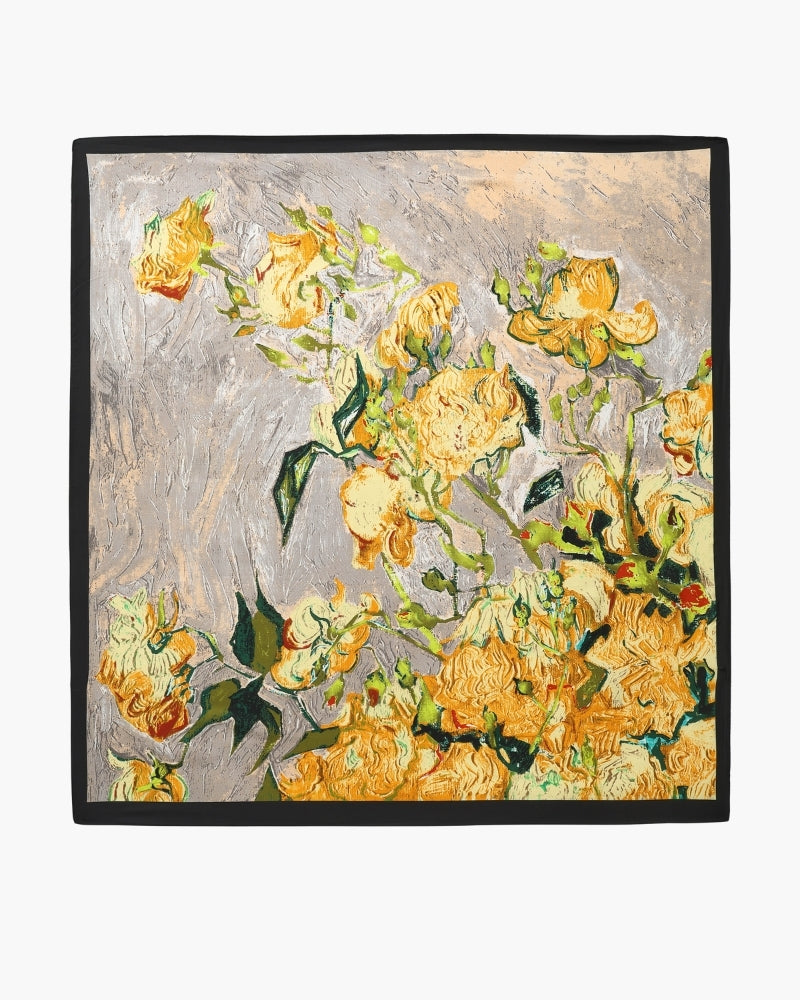 Foulard femme en twill effet soie à bords roulottés