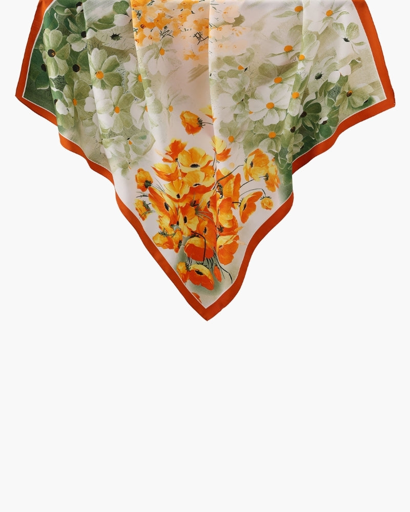 Foulard femme en twill effet soie à bords roulottés
