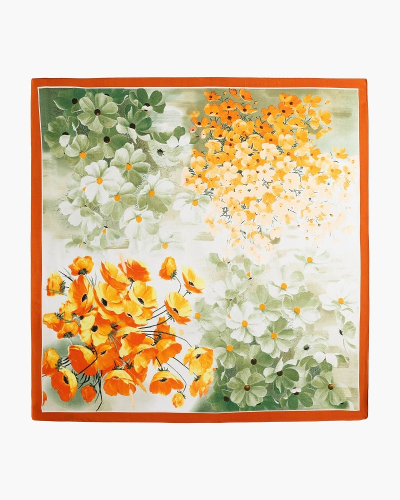 Foulard femme en twill effet soie à bords roulottés
