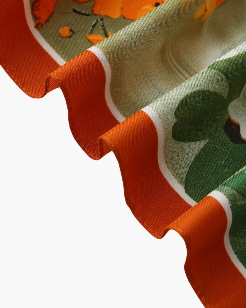 Foulard femme en twill effet soie à bords roulottés