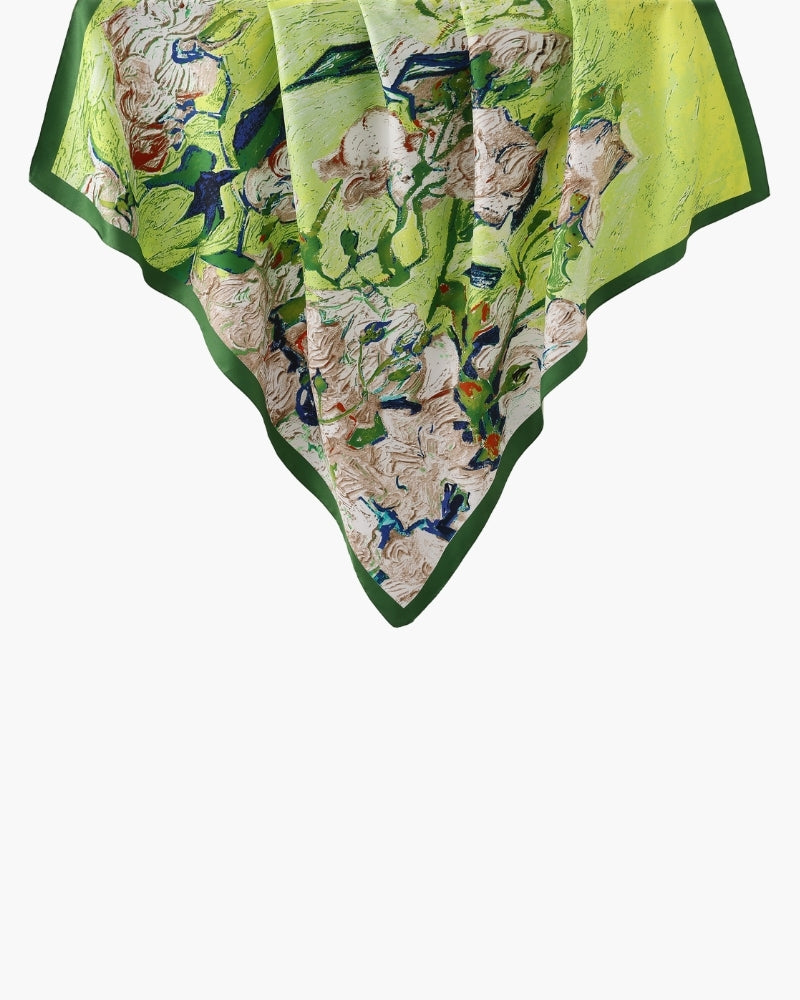 Foulard femme en twill effet soie à bords roulottés