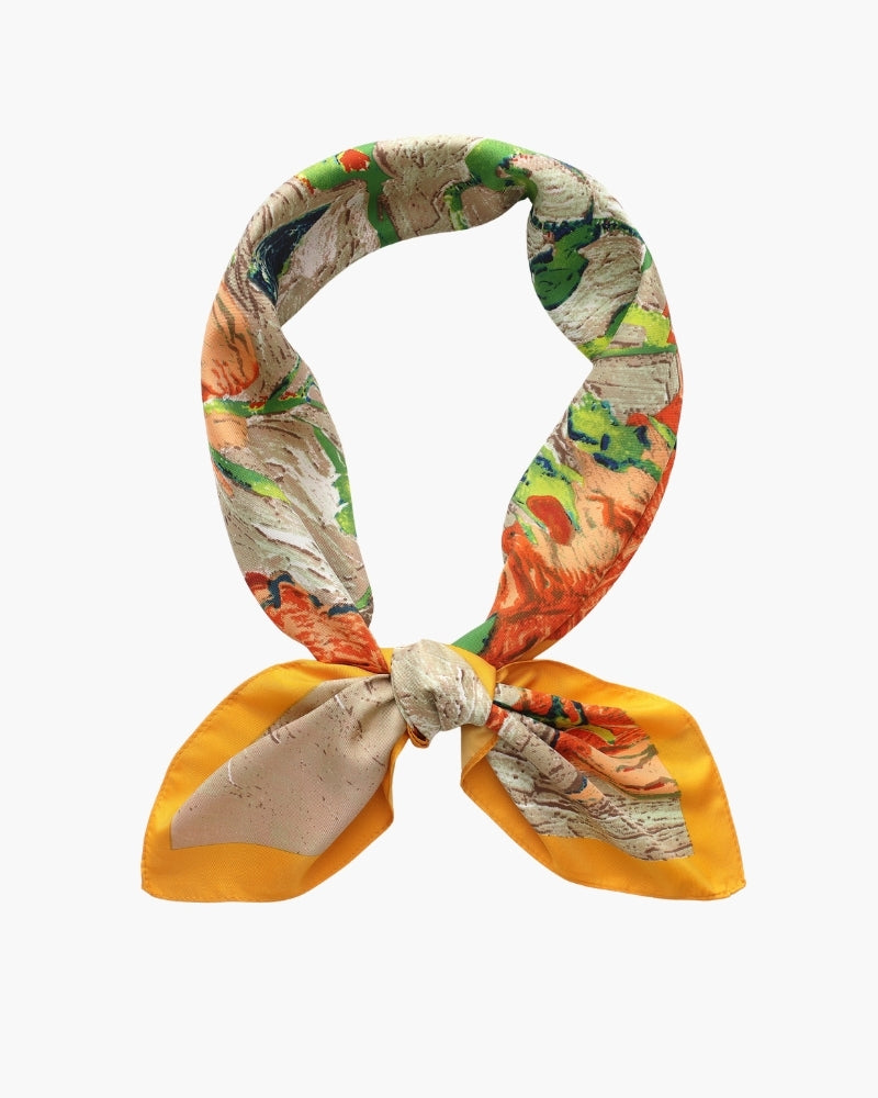 Foulard femme en twill effet soie à bords roulottés – Clémentine