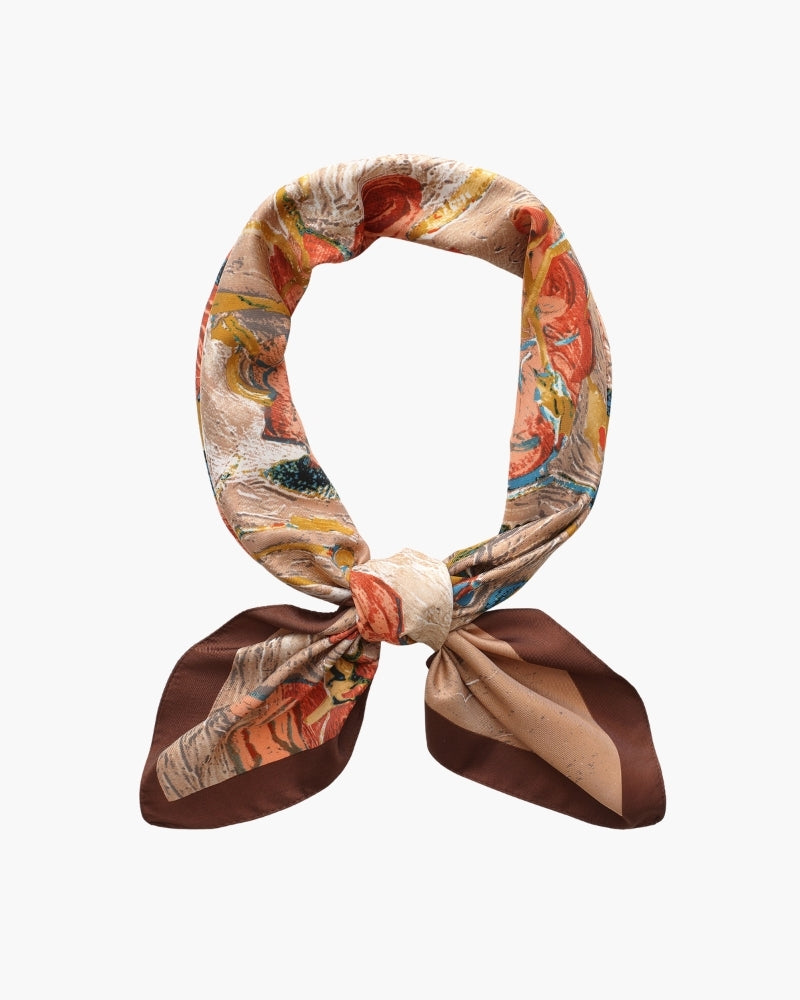 Foulard femme en twill effet soie à bords roulottés – Terracotta