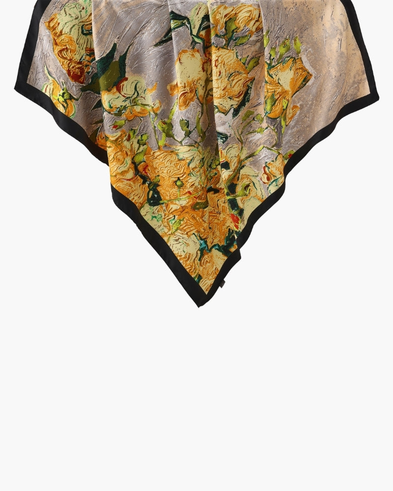 Foulard femme en twill effet soie à bords roulottés