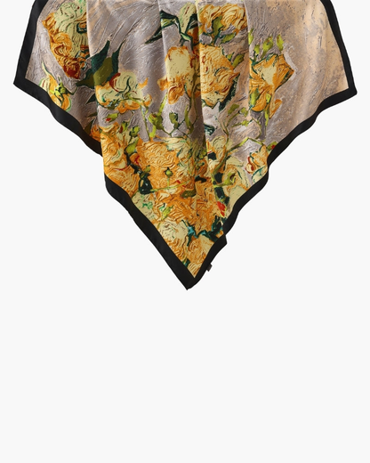 Foulard femme en twill effet soie à bords roulottés