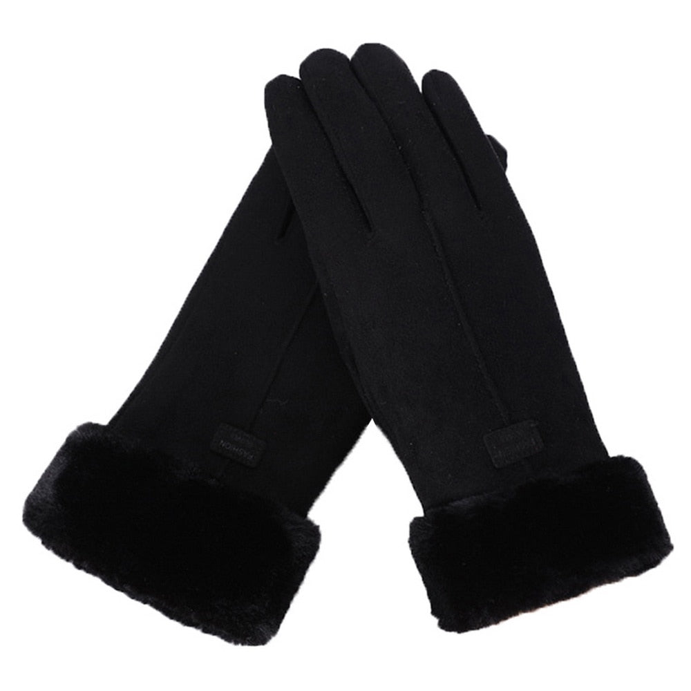 Gants tactiles femme à doublure douce effet polaire – Noir