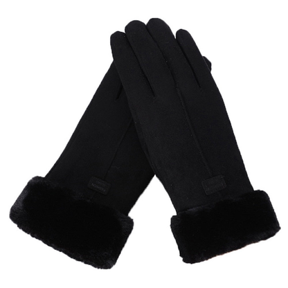 Gants tactiles femme à doublure douce effet polaire – Noir