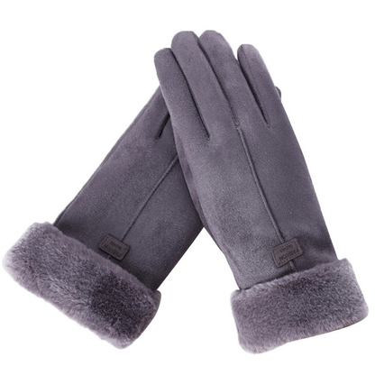 Gants tactiles femme à doublure douce effet polaire – Gris