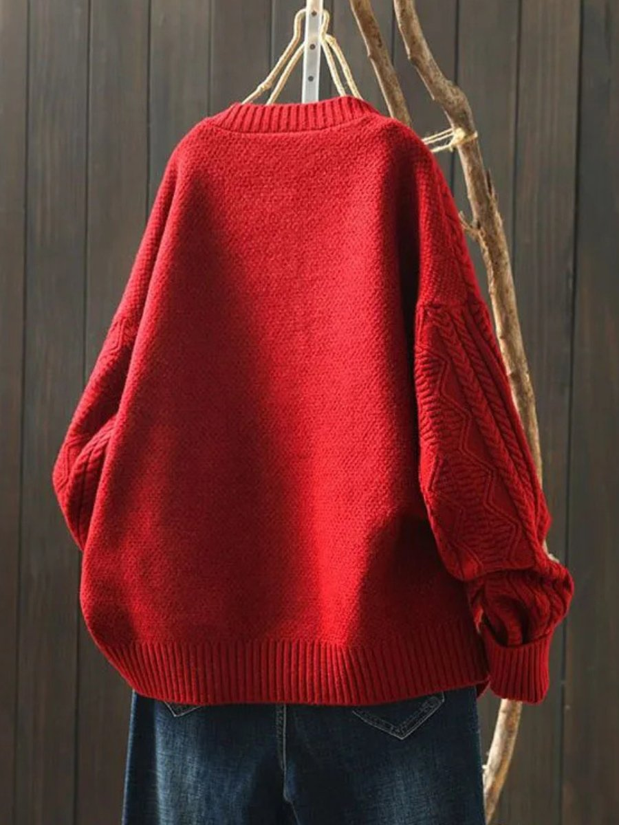 Gilet grosse maille femme torsadé à boutons contrastants