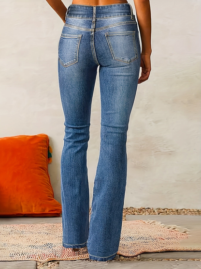 Jean large femme taille haute légèrement extensible