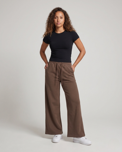 Jogging femme large taille haute à cordon de serrage