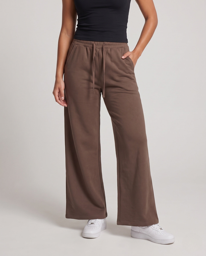 Jogging femme large taille haute à cordon de serrage