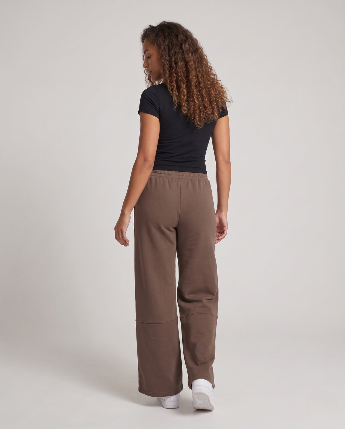 Jogging femme large taille haute à cordon de serrage