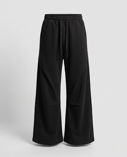 Jogging femme large taille haute à cordon de serrage – Noir