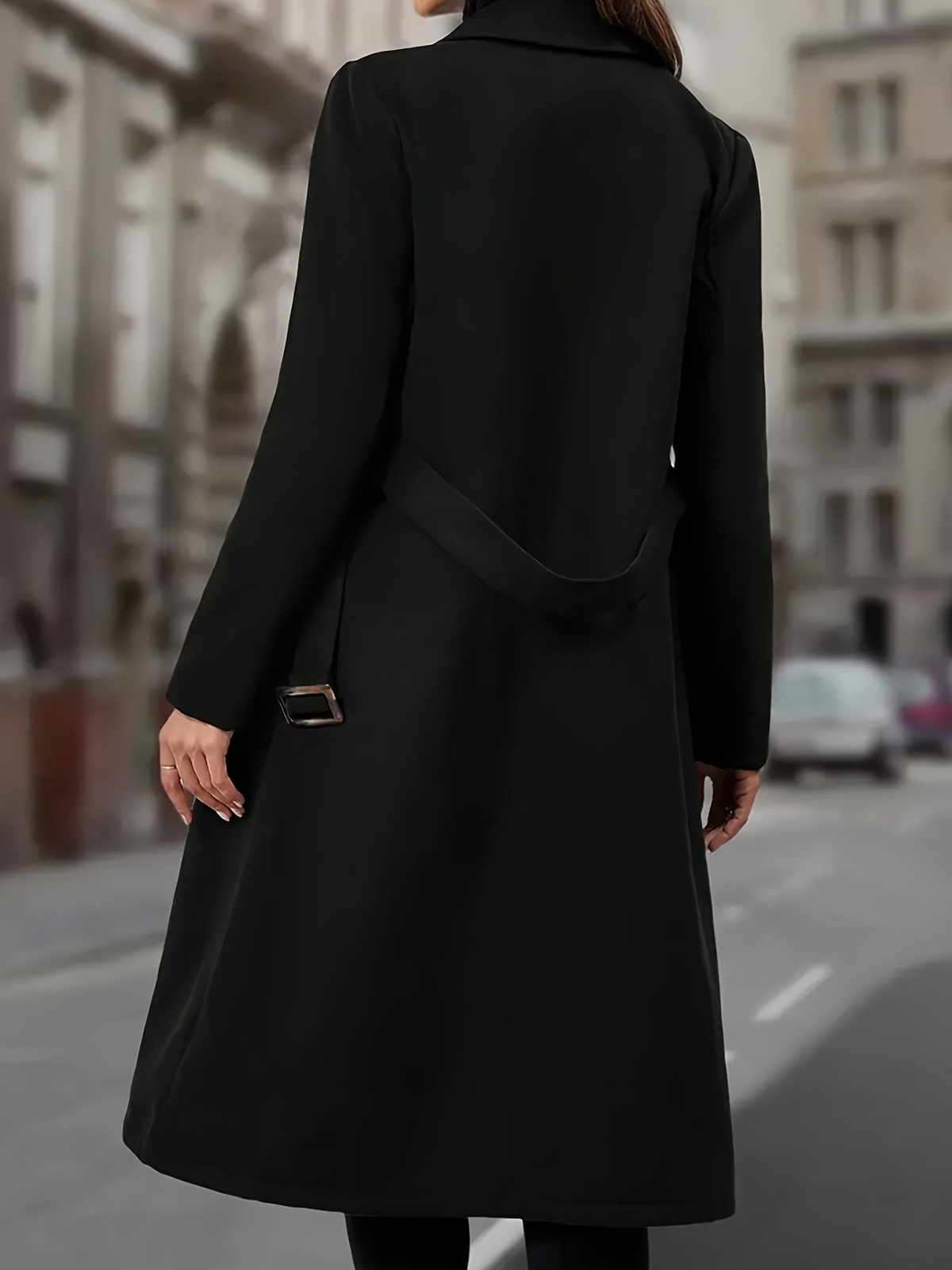 Manteau long femme ajusté à double boutonnage