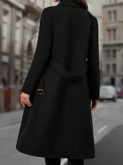 Manteau long femme ajusté à double boutonnage