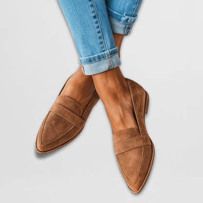 Mocassins femme chic à bout pointu, semelle rembourrée – Kaki