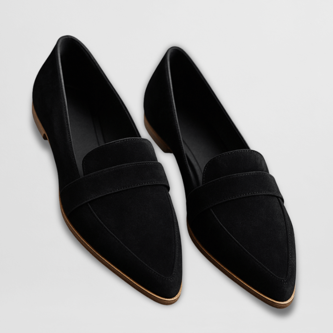 Mocassins femme chic à bout pointu, semelle rembourrée – Noir