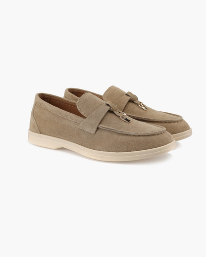 Mocassins femme effet daim à surpiqûres délicates – Moka