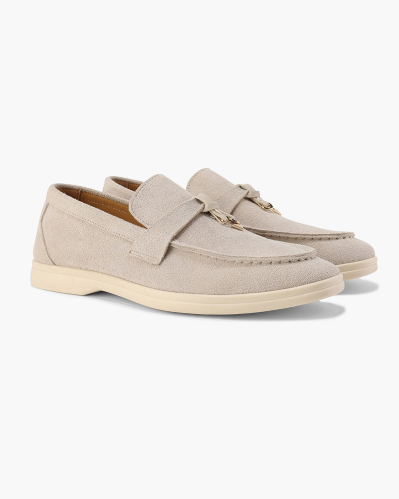 Mocassins femme effet daim à surpiqûres délicates – Beige
