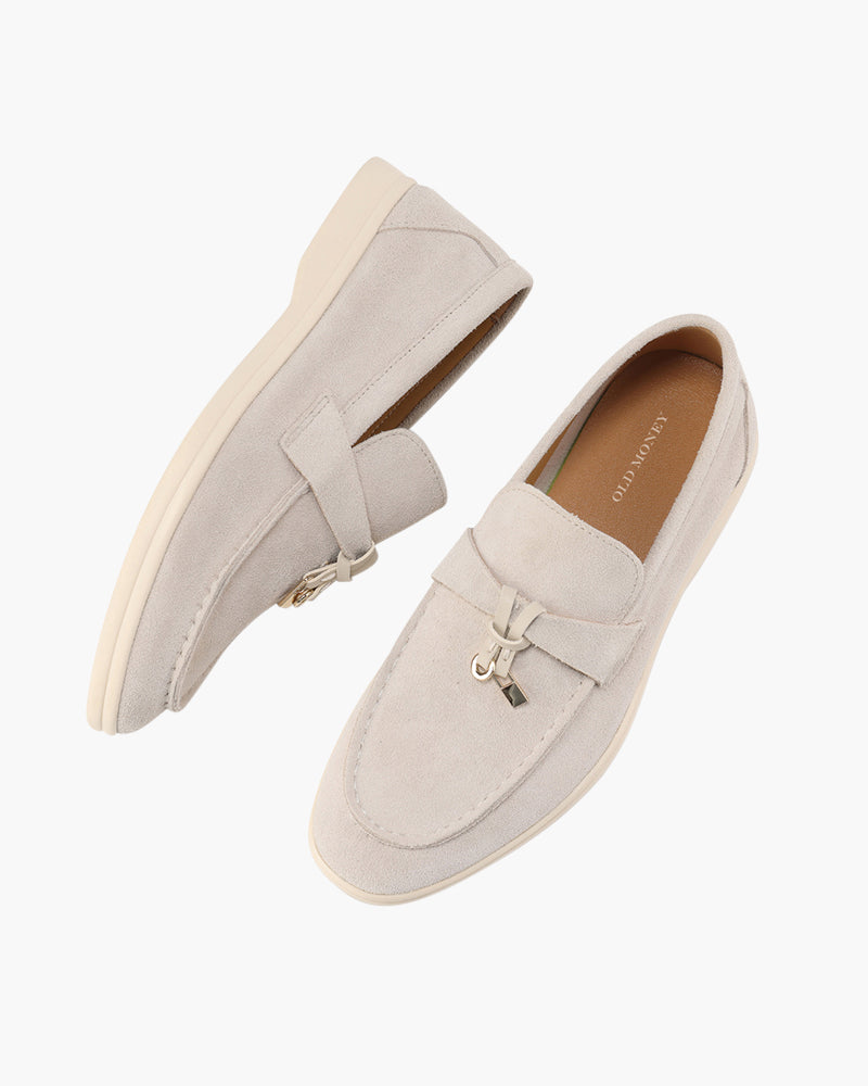 Mocassins femme effet daim à surpiqûres délicates
